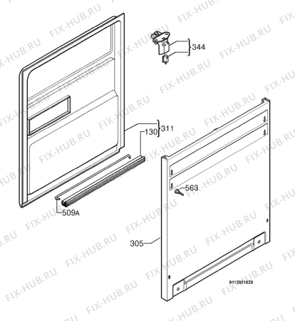 Взрыв-схема посудомоечной машины Zanussi ZDT6052 - Схема узла Door 003